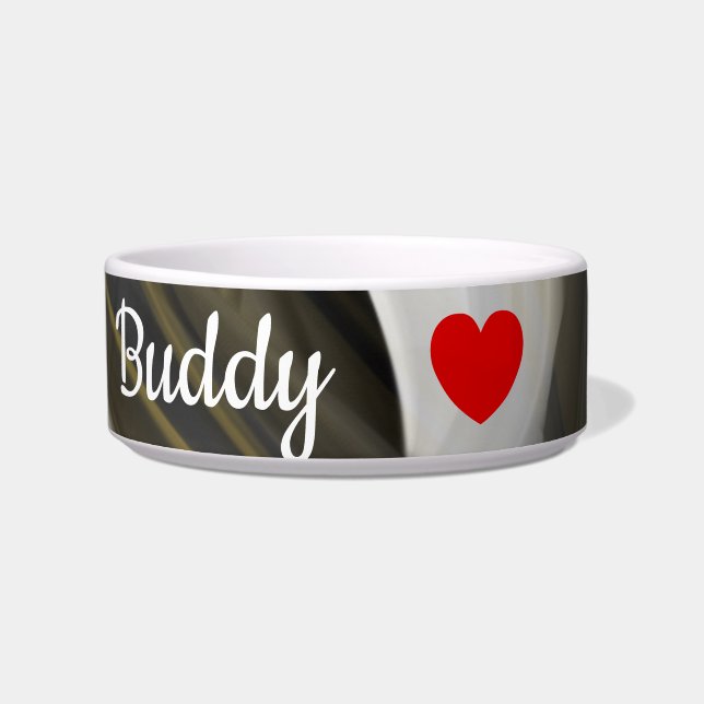 Personal Ceramic Pet Bowl Trend Abstract Black (Front)