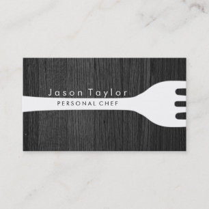 Personal Chef Catering Bakery Fork Black Wood Business Card