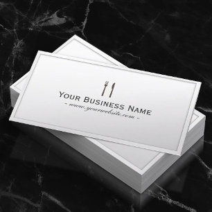 Personal Chef Catering Elegant White Frame Business Card