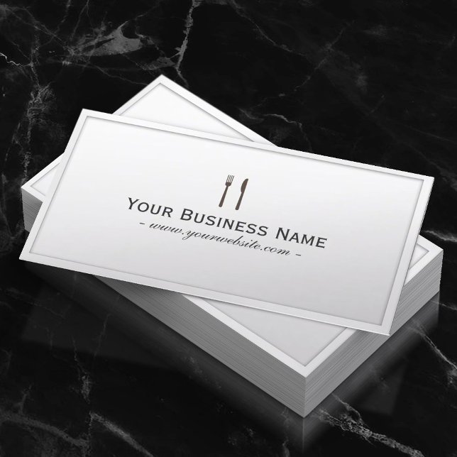 Personal Chef Catering Elegant White Frame Business Card (Creator Uploaded)