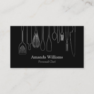 Personal Chef Catering Kitchen Silver Utensils Business Card