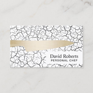 Personal Chef Catering Modern Gold Knife Business Card