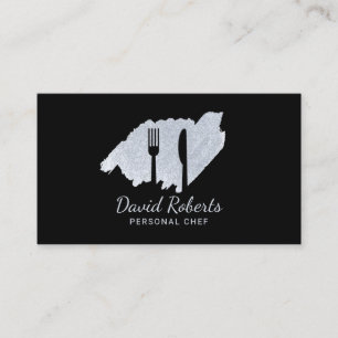 Personal Chef Catering Restaurant Elegant Black Business Card