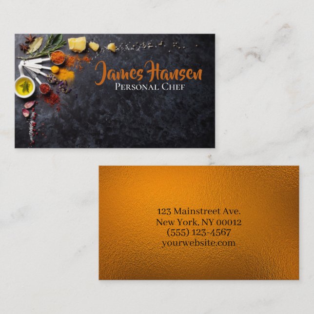 Personal Chef Catering Spices Design  Business Card (Front/Back)