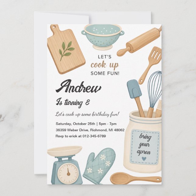 Personal Chef Cooking Birthday Invitation (Front)
