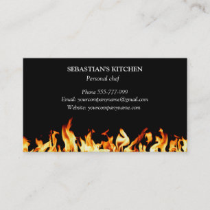 Personal Chef Culinary Flaming Fire Catering Business Card