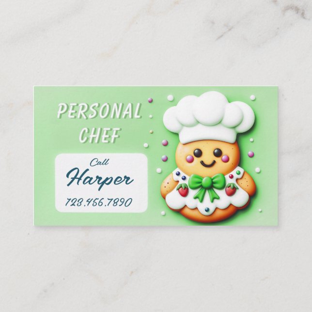 Personal chef cute cookie chef business card (Back)