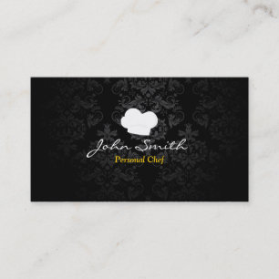 Personal Chef Elegant Dark Damask Business Card