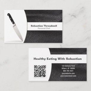 Personal Chef Knife Leather Custom Photo QR Code Business Card