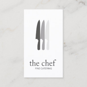 Personal Chef Knife Logo Simple Culinary Catering Business Card