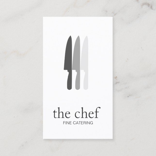 Personal Chef Knife Logo Simple Culinary Catering Business Card (Front)