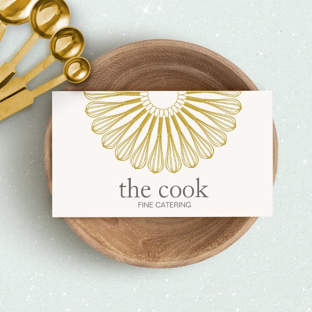 Personal Chef Logo Catering Whisk Cater Business Card (Creator Uploaded)