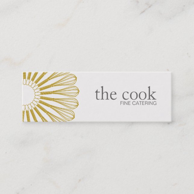 Personal Chef Logo Catering Whisk Cater Mini Business Card (Front)