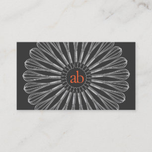 Personal Chef Monogrammed Whisk Logo Business Card