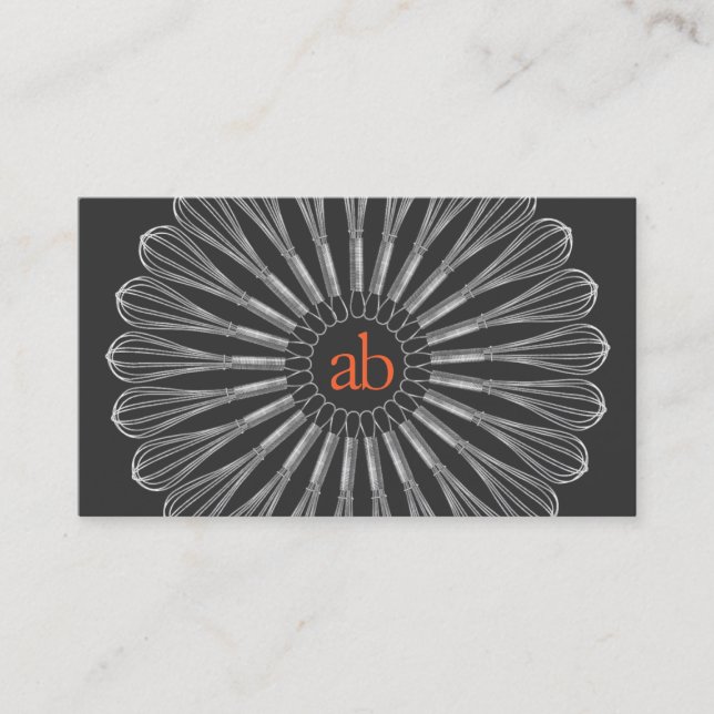 Personal Chef  Monogrammed Whisk Logo Business Card (Front)