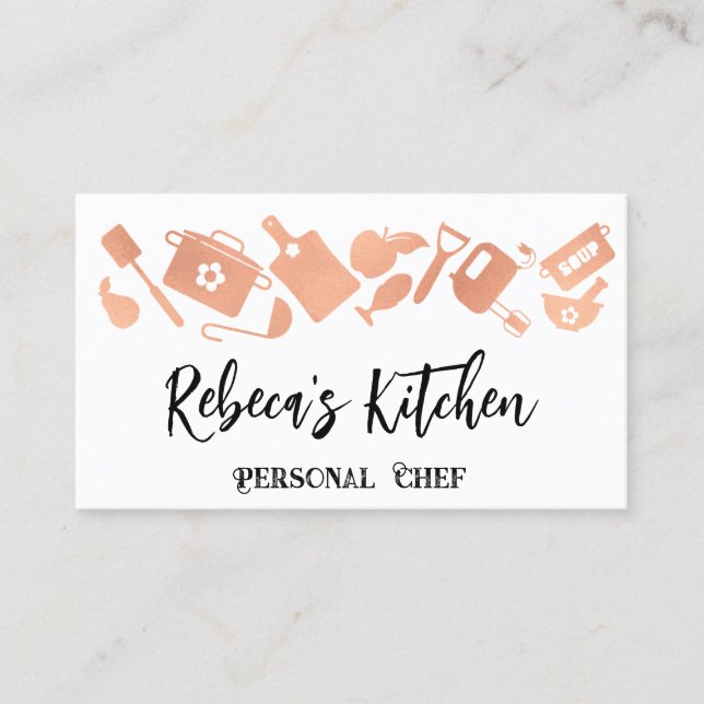 Personal Chef Restaurant Catering QR Logo White Business Card (Front)