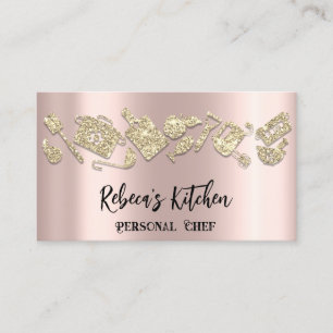 Personal Chef Restaurant Catering QR LogoRose Gold Business Card