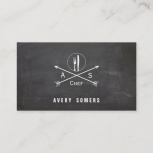 Personal Chef Retro Arrows and Cutlery Cool Black Business Card