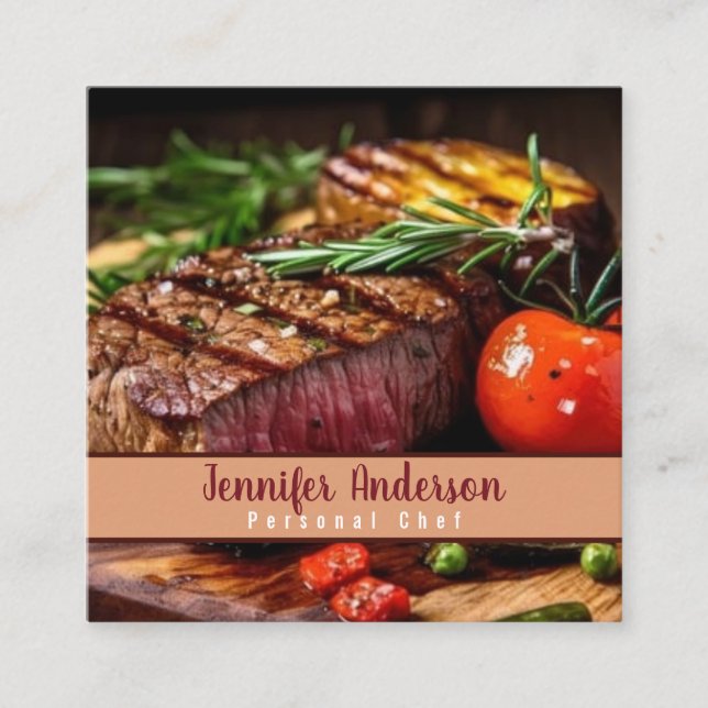 Personal Chef Sous Chef Restaurant Square Business Card (Front)