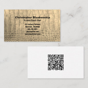 Personal Chef Tan Snake Skin Texture QR Code  Business Card