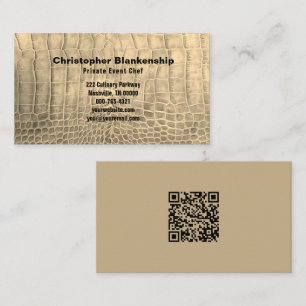 Personal Chef Tan Snake Skin Texture QR Code Business Card