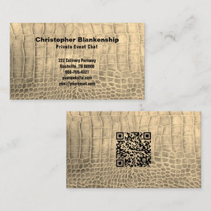 Personal Chef Tan Snake Skin Texture QR Code Business Card
