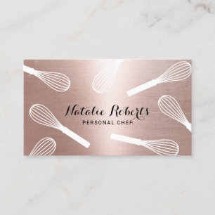 Personal Chef Whisk Pastry Bakery Rose Gold Business Card