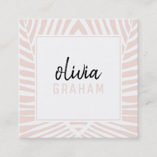 PERSONAL CONTACT cute border pale blush pink black Square Business Card