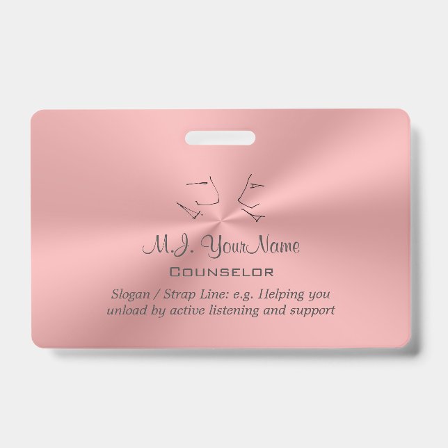 Personal Counsellor luxury pink chrome-effect ID Badge (Front)