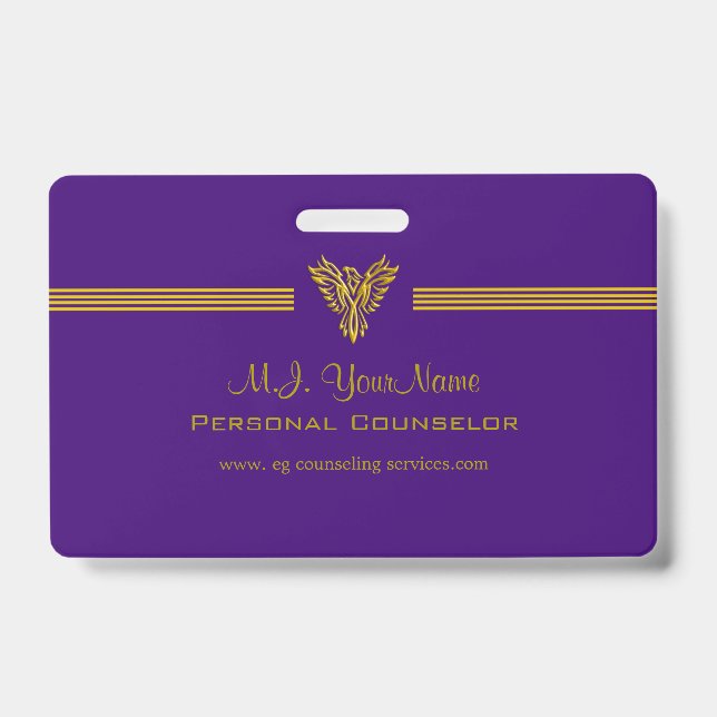 Personal Counsellor luxury stripes and gold ID Badge (Front)
