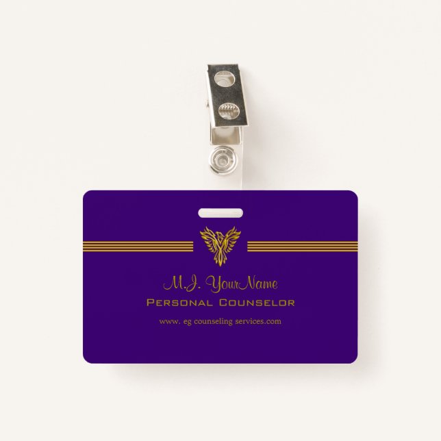 Personal Counsellor luxury stripes and gold ID Badge (Front with Clip)