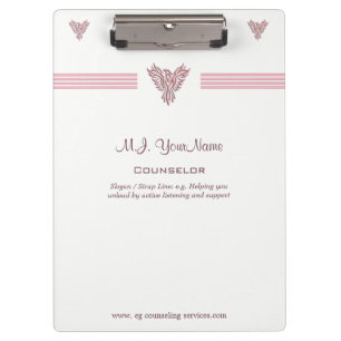 Personal Counsellor luxury stripes and pink phoeni Clipboard
