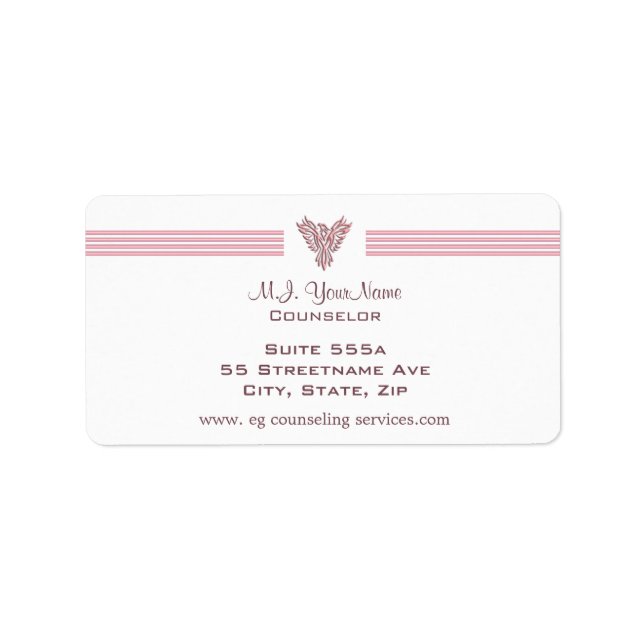 Personal Counselor luxury stripes and pink phoenix Label (Front)