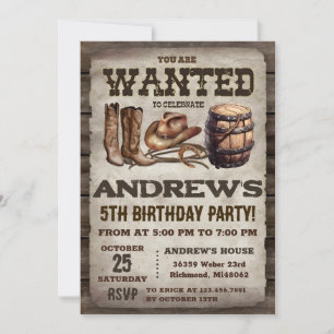 Personal Country Western Vintage Cowboy Birthday Invitation