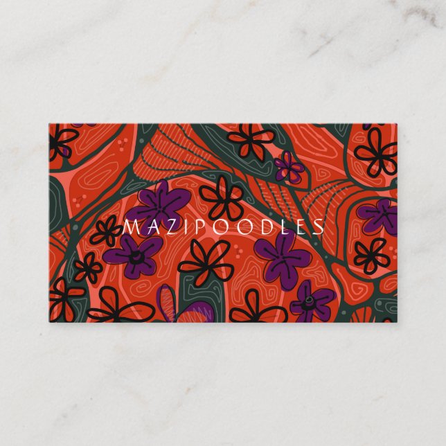 Personal Creative Floral Neuro Art Orange Green Business Card (Front)