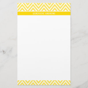 PERSONAL CUSTOM chevron patterned bright yellow Stationery