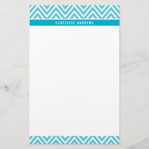 PERSONAL CUSTOM chevron patterned cute turquoise Stationery
