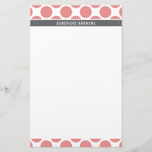 PERSONAL CUSTOM cute large polka dot bold coral Stationery