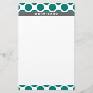PERSONAL CUSTOM cute large polka dot emerald green Stationery