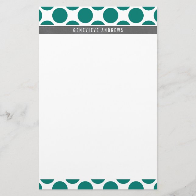 PERSONAL CUSTOM cute large polka dot emerald green Stationery (Front)