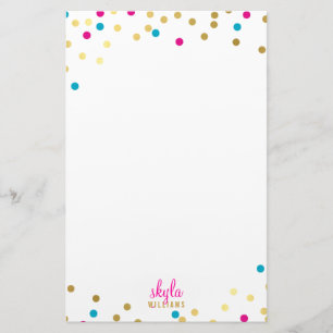 PERSONAL cute glamourous gold pink blue confetti Stationery