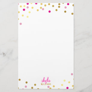 PERSONAL cute glamourous gold pretty pink confetti Stationery