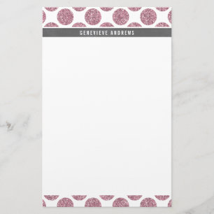PERSONAL cute large polka dot glitter baby pink Stationery