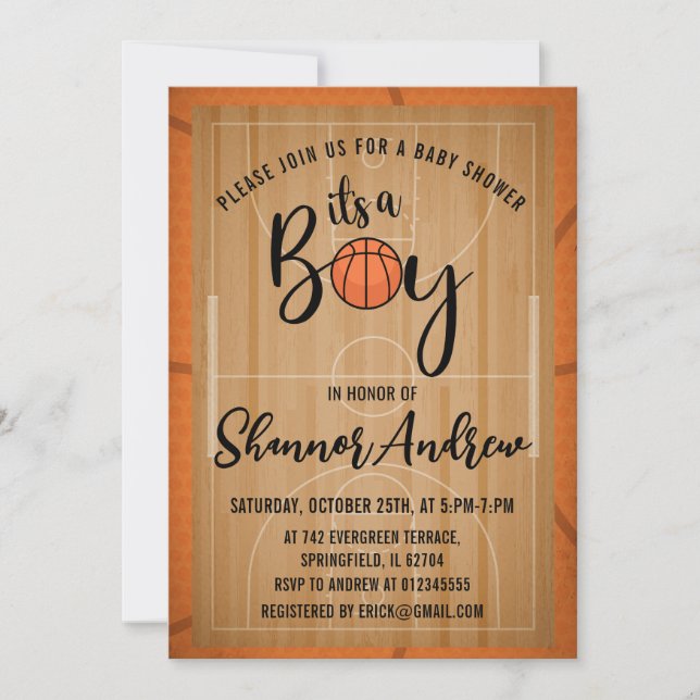 Personal Digital Basketball Sports Baby Shower Invitation (Front)
