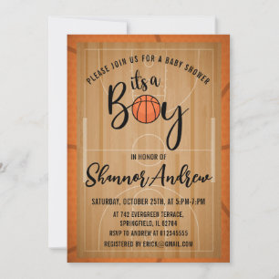 Personal Digital Basketball Sports Baby Shower Invitation
