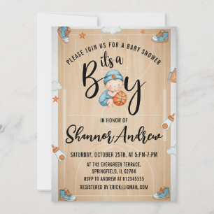 Personal Digital Basketball Sports Baby Shower Invitation