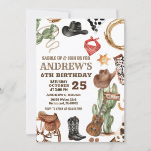 Personal Digital Cowboy Wild West Birthday Invitation