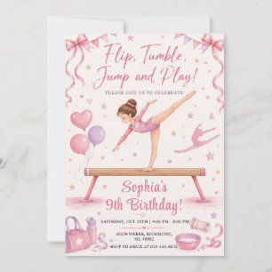 Personal Digital Gymnastics Birthday Invitation