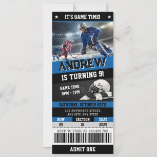 Personal Digital Hockey Ticket Birthday Invitation