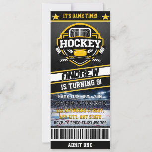 Personal Digital Hockey Ticket Birthday Sports  Invitation